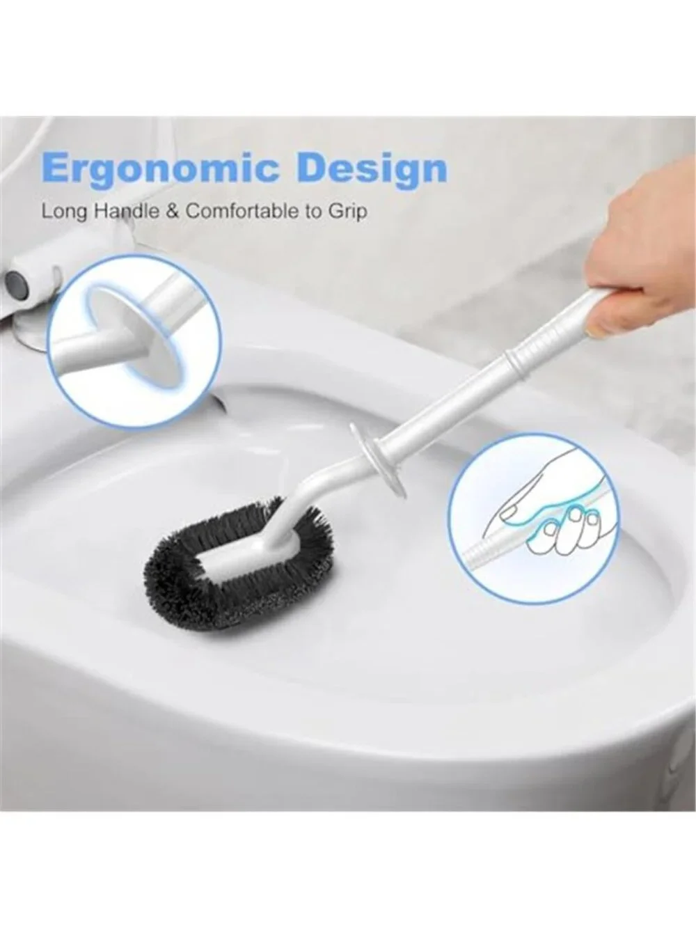Toilet Bowl Brush And Holder Set White Bathroom Cleaning Brush Compact Scrubber